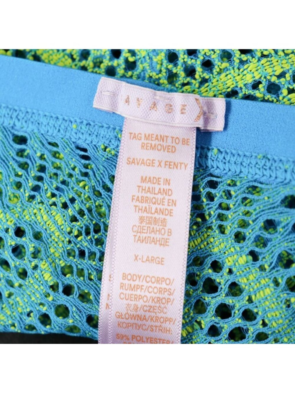 Savage X Fenty Stranded In Lace Halter Bralette & Panty Set Surf Blue - 1X/XL - Picture 4 of 14